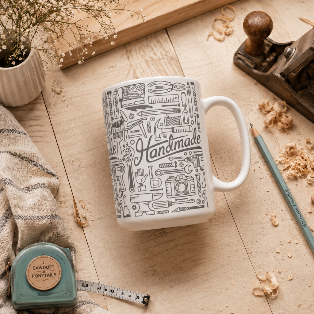 Handmade Ceramic Mug | Woodworker & Maker Coffee Cup 15 oz