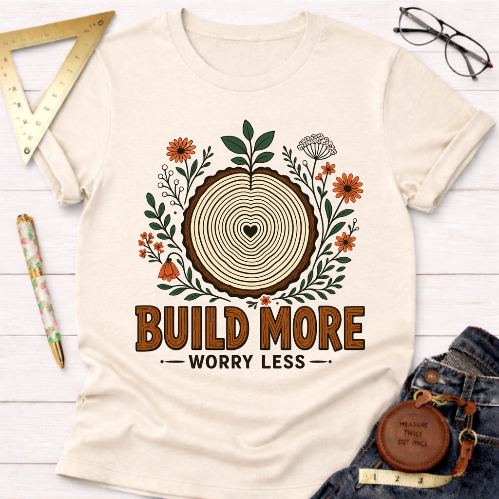 Build More Worry Less Florals T-Shirt