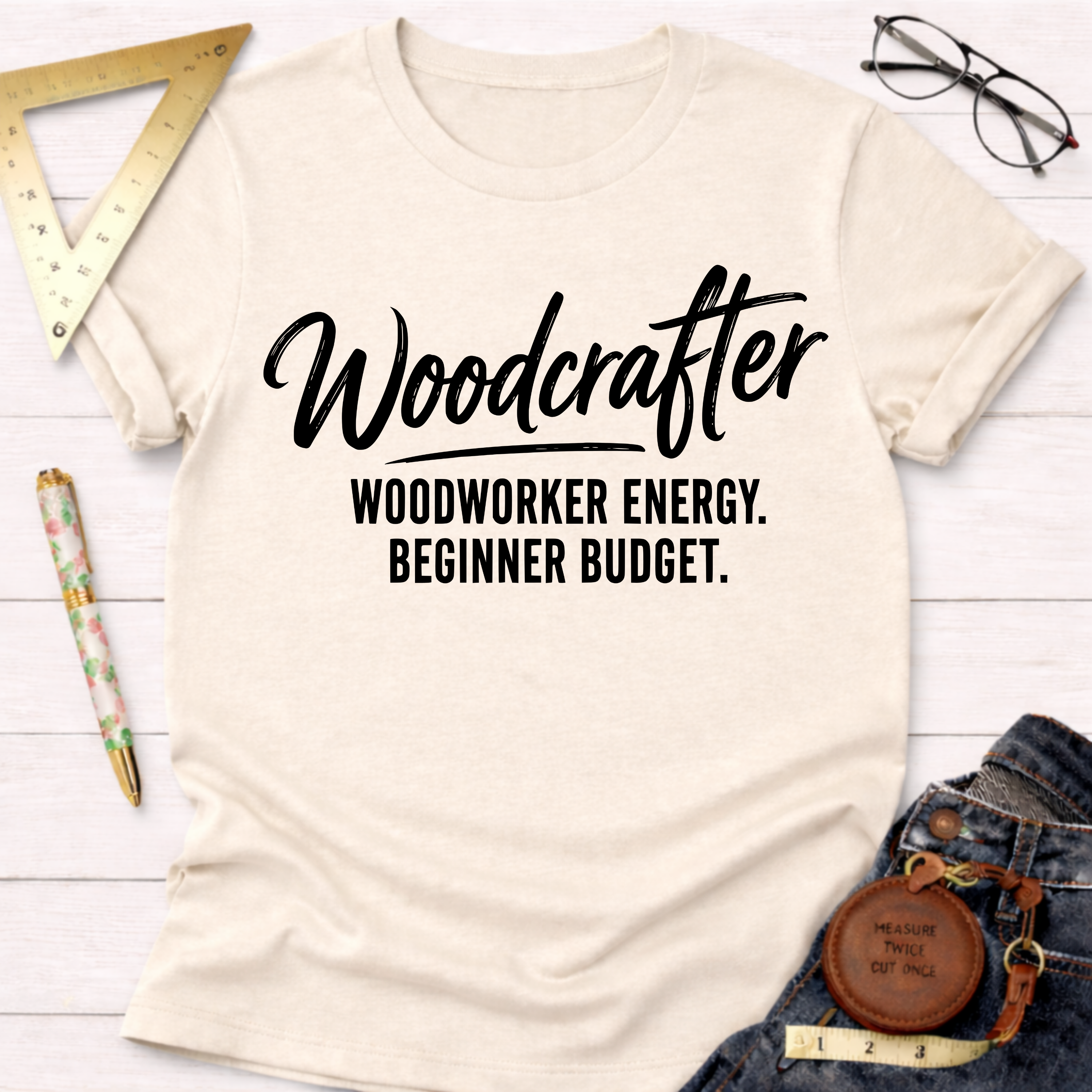 Woodcrafter. Woodworker Energy. Beginner Budget. T-Shirt