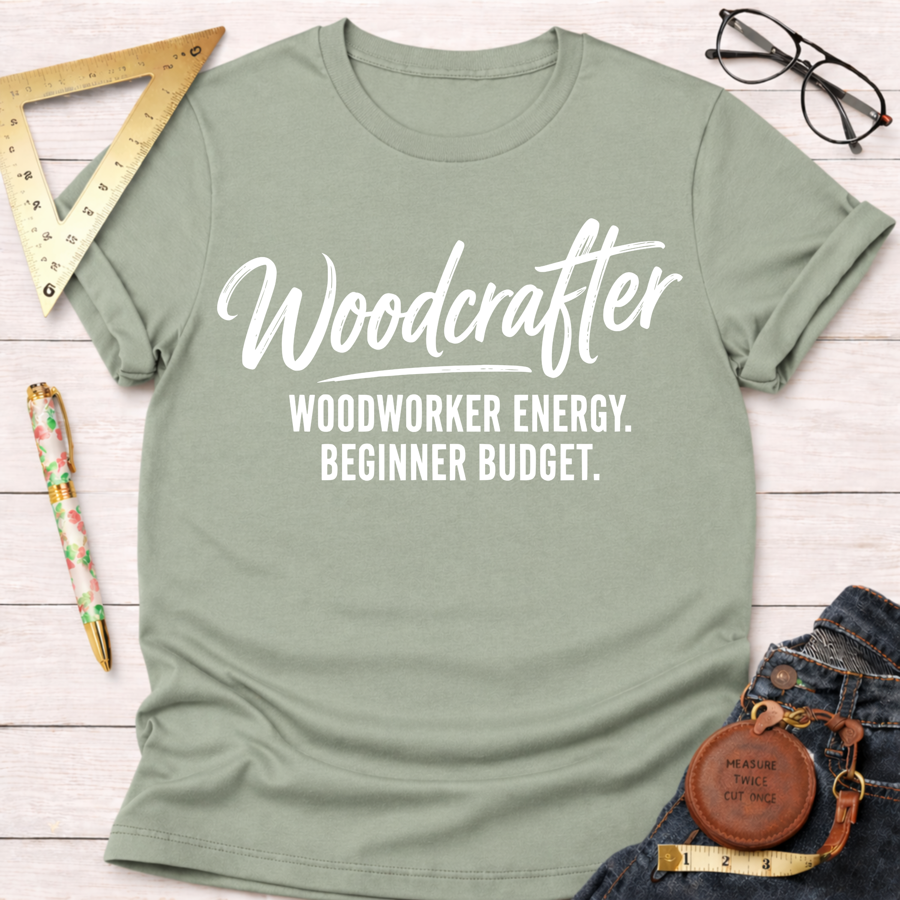 Woodcrafter. Woodworker Energy. Beginner Budget. T-Shirt