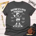 Charcoal gray women's funny woodworking graphic tee for female woodworkers, makers, and DIY builders — Sawdust & Ponytails.