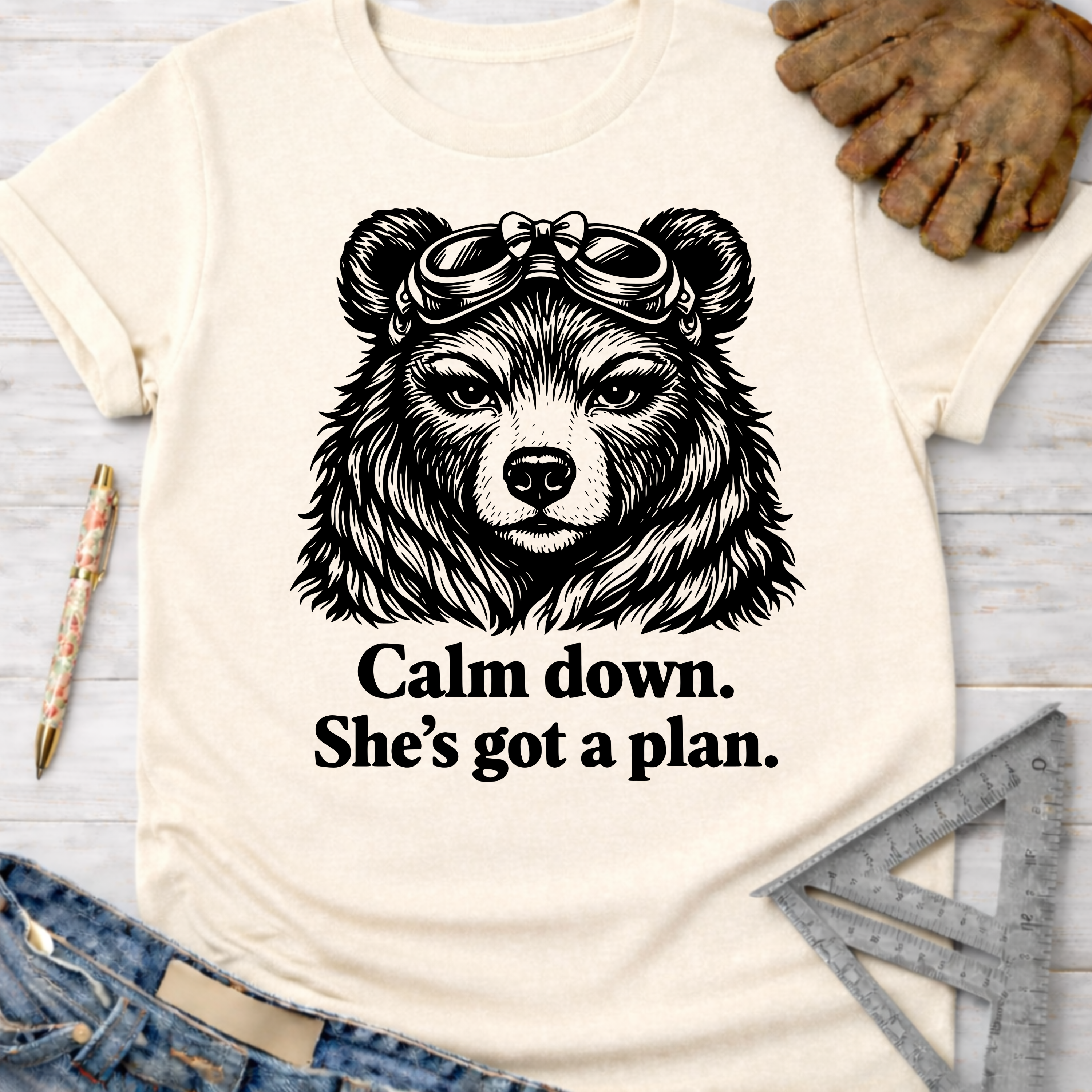 Women's funny woodworking graphic tee shirt for female woodworkers, makers, and DIY builders — Sawdust & Ponytails.