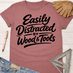 Women's funny woodworking graphic tee shirt for female woodworkers, makers, and DIY builders — Sawdust & Ponytails.
