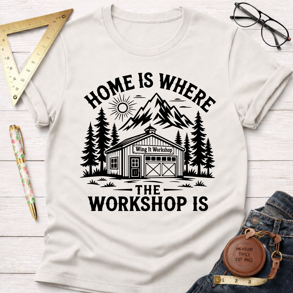 Women's funny woodworking graphic tee shirt for female woodworkers, makers, and DIY builders — Sawdust & Ponytails.