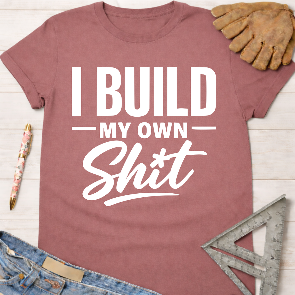 Women's funny woodworking graphic tee shirt for female woodworkers, makers, and DIY builders — Sawdust & Ponytails.