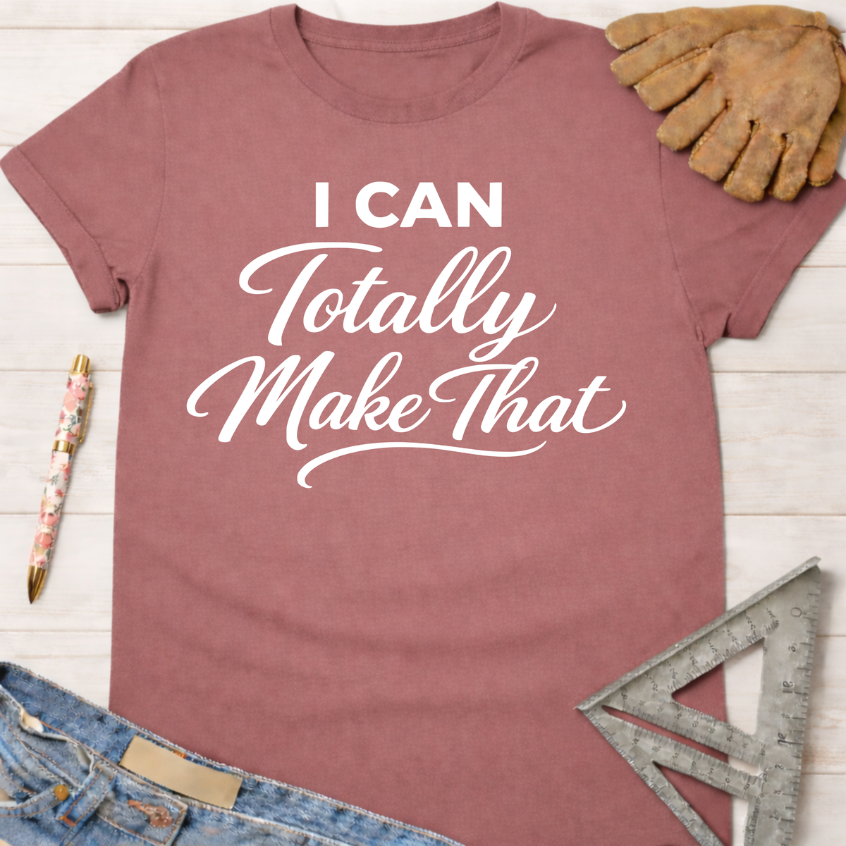 Women's funny woodworking graphic tee shirt for female woodworkers, makers, and DIY builders — Sawdust & Ponytails.