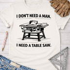 Women's funny woodworking graphic tee shirt for female woodworkers, makers, and DIY builders — Sawdust & Ponytails.