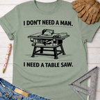 Women's funny woodworking graphic tee shirt for female woodworkers, makers, and DIY builders — Sawdust & Ponytails.
