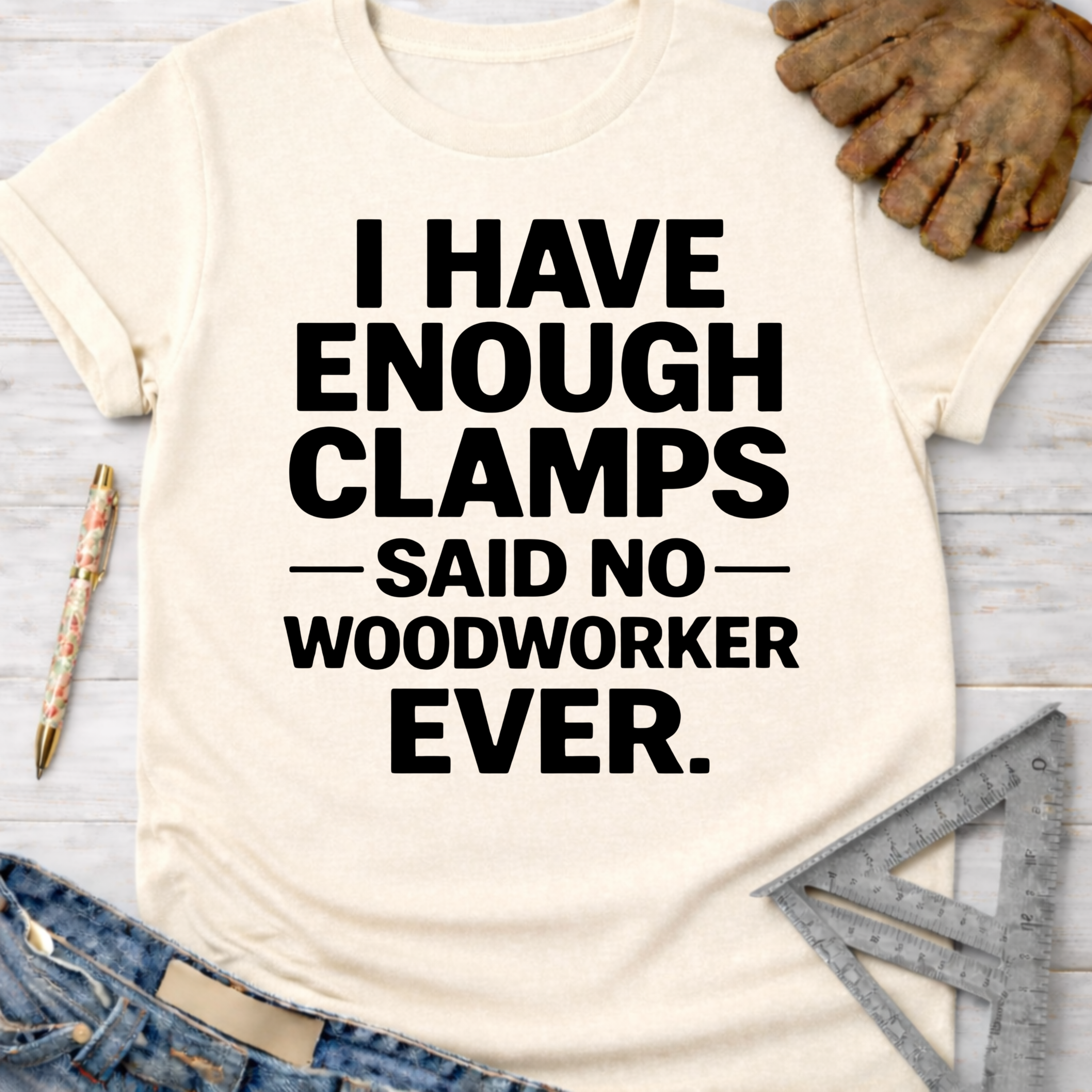 Women's funny woodworking graphic tee shirt for female woodworkers, makers, and DIY builders — Sawdust & Ponytails.