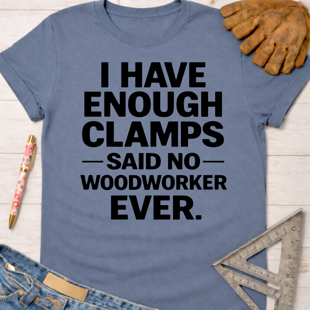 Women's funny woodworking graphic tee shirt for female woodworkers, makers, and DIY builders — Sawdust & Ponytails.