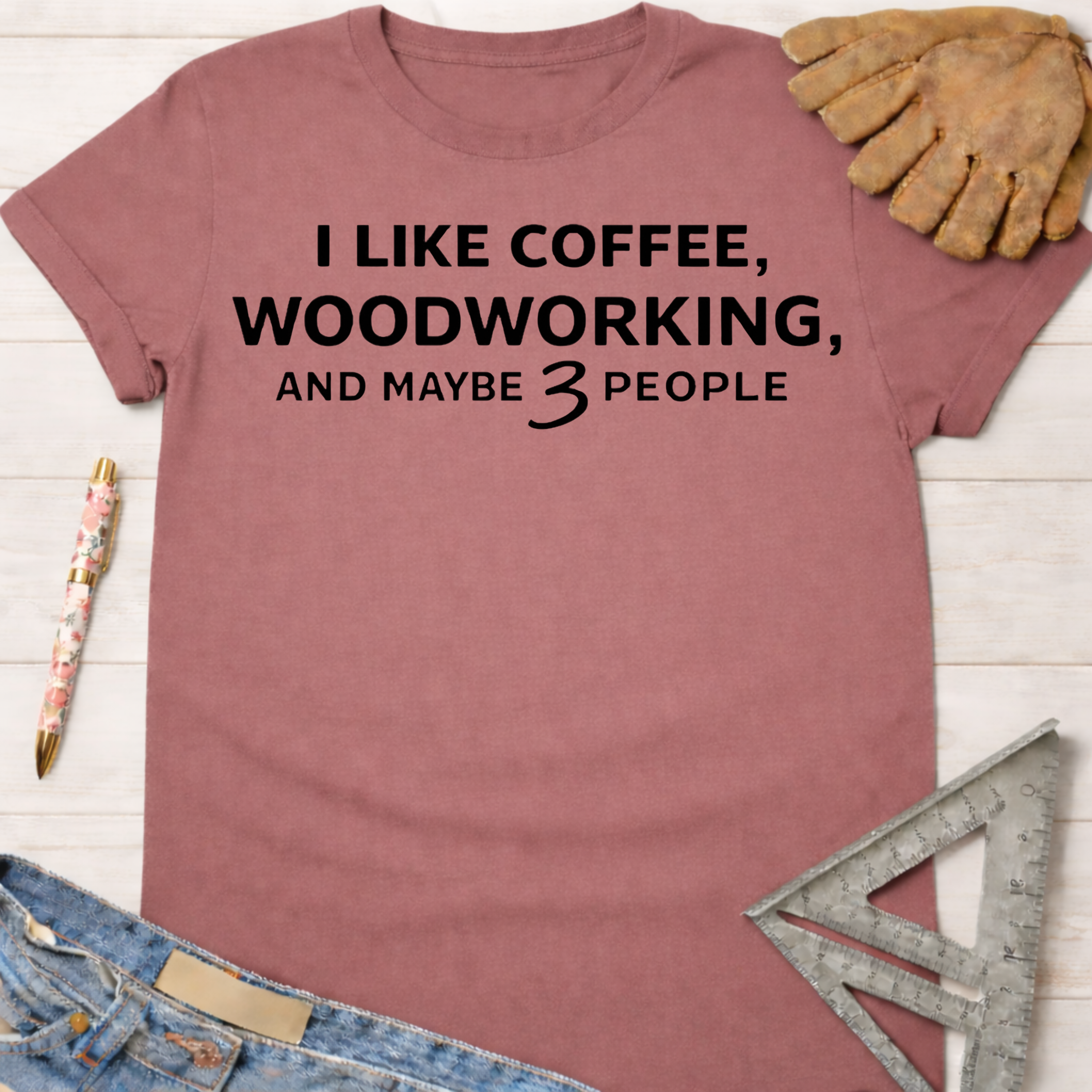 Women's funny woodworking graphic tee shirt for female woodworkers, makers, and DIY builders — Sawdust & Ponytails.