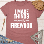 Women's funny woodworking graphic tee shirt for female woodworkers, makers, and DIY builders — Sawdust & Ponytails.