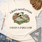 Women's funny woodworking graphic tee shirt for female woodworkers, makers, and DIY builders — Sawdust & Ponytails.