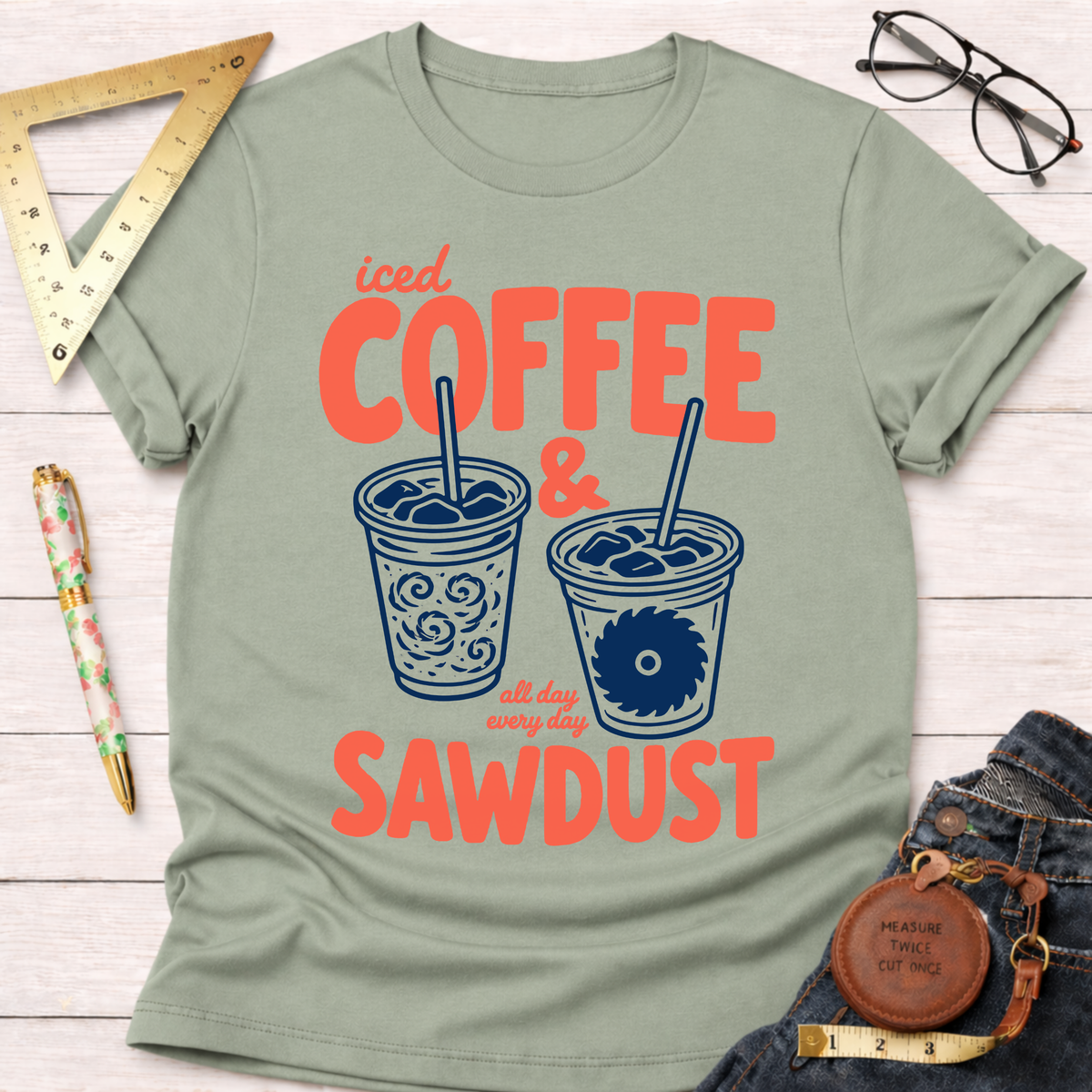 Iced Coffee And Sawdust Coral T-Shirt