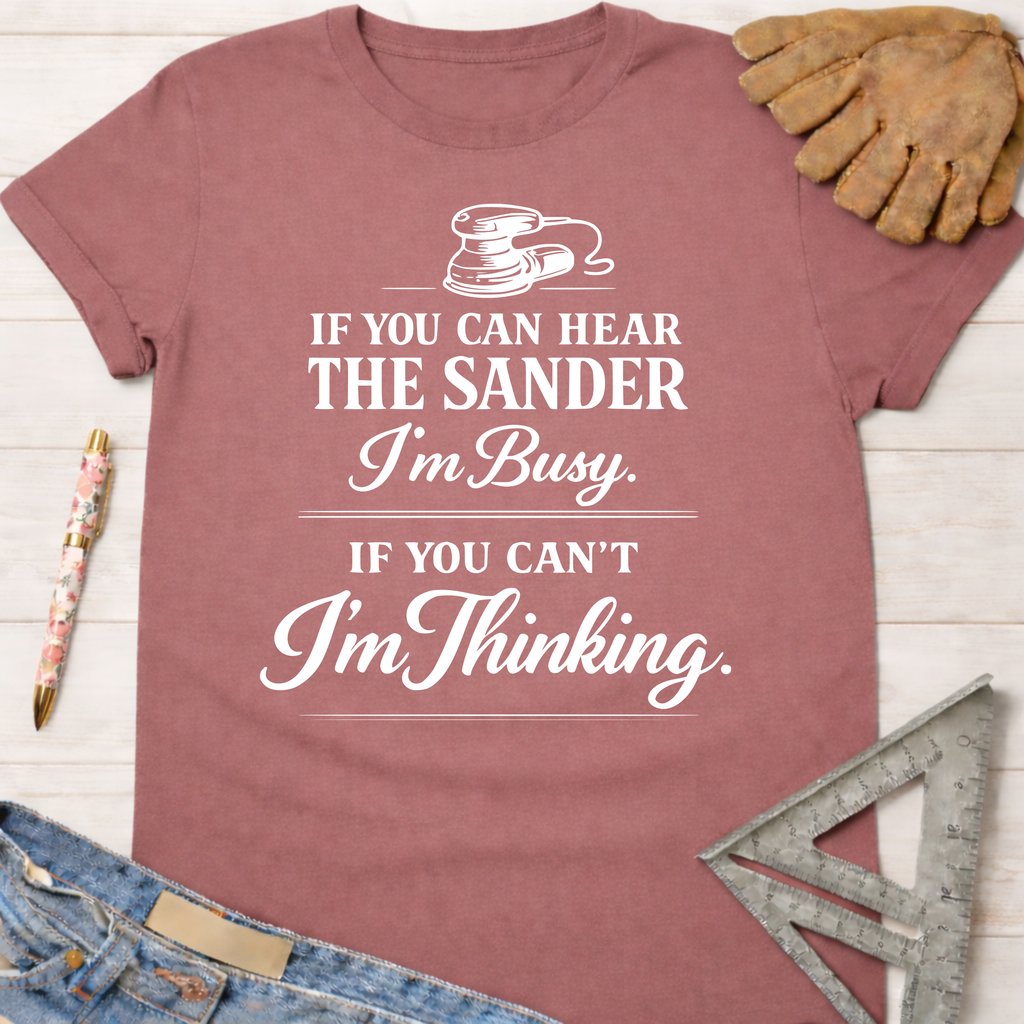 Women's funny woodworking graphic tee shirt for female woodworkers, makers, and DIY builders — Sawdust & Ponytails.