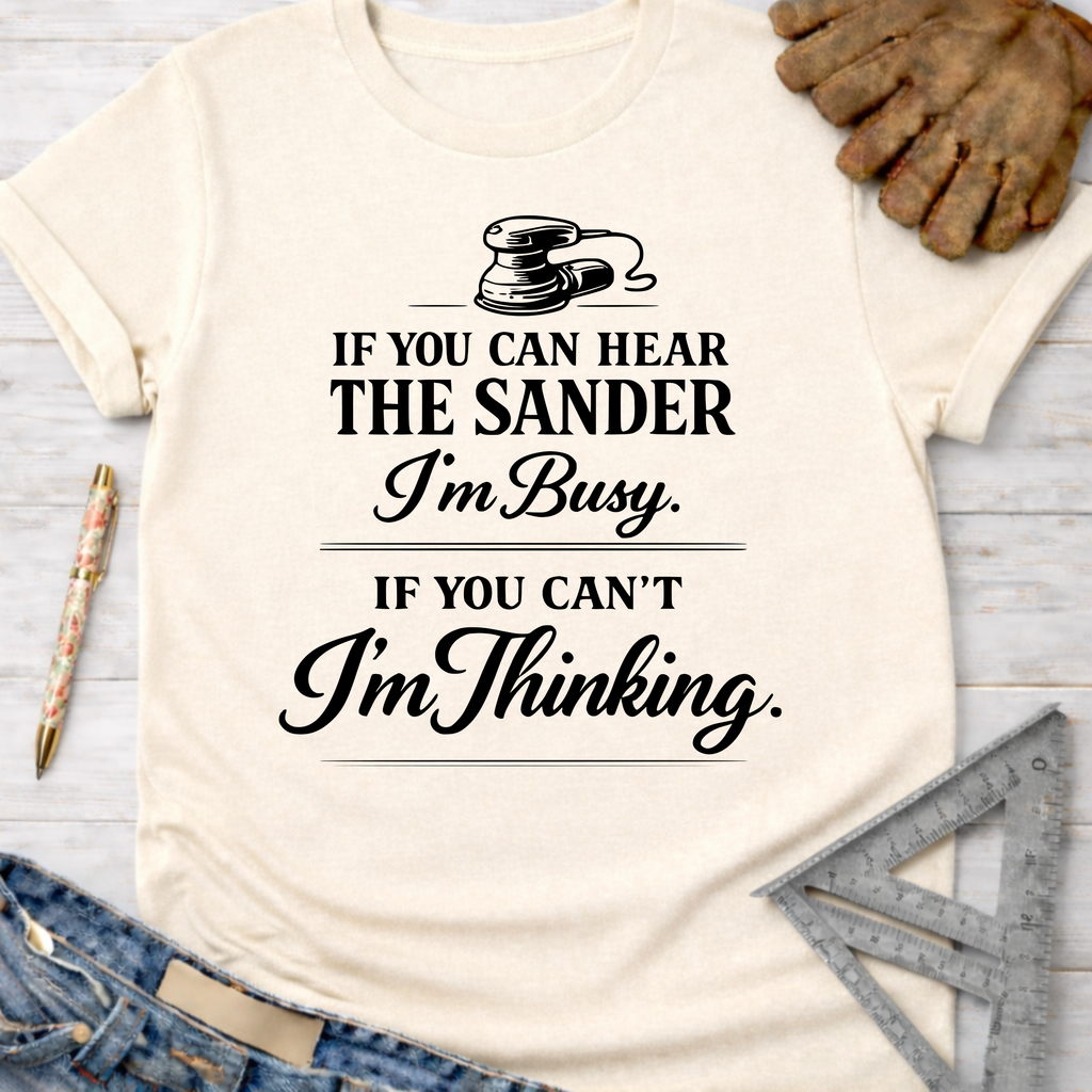 Women's funny woodworking graphic tee shirt for female woodworkers, makers, and DIY builders — Sawdust & Ponytails.