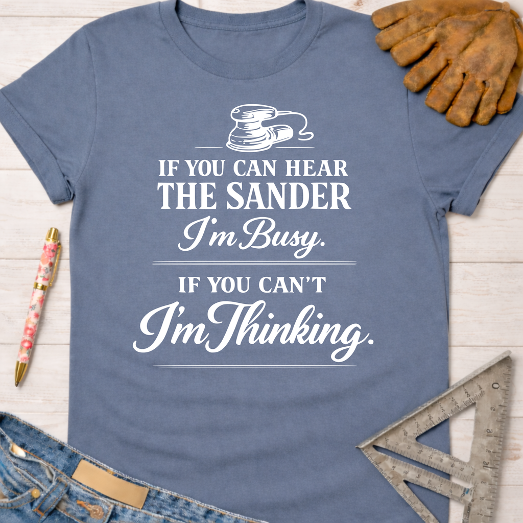 Women's funny woodworking graphic tee shirt for female woodworkers, makers, and DIY builders — Sawdust & Ponytails.