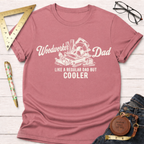 Rosewood "Woodworker Dad Like a Regular Dad But Cooler" t-shirt with woodworking tools graphic.