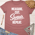 Women's funny woodworking graphic tee shirt for female woodworkers, makers, and DIY builders — Sawdust & Ponytails.