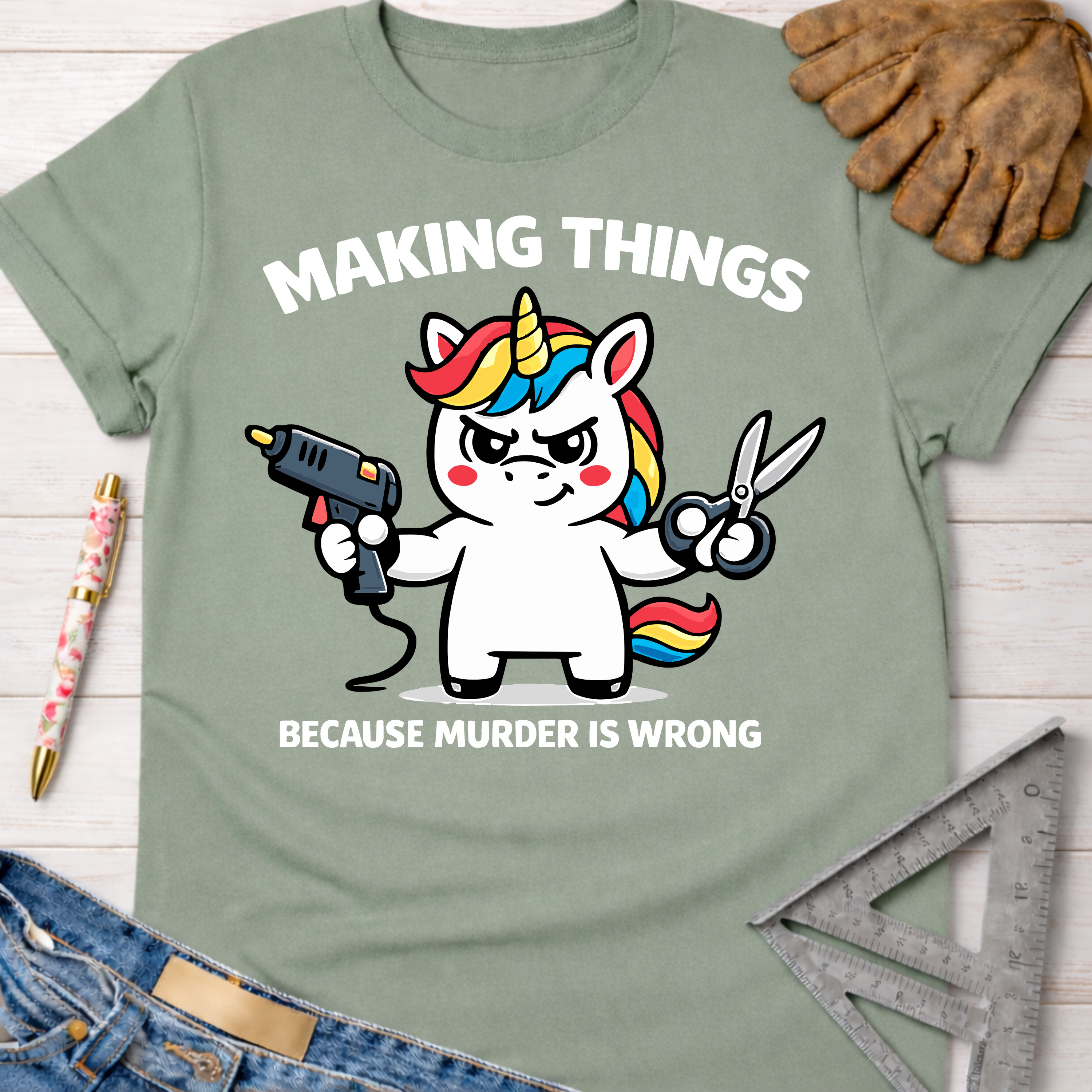 Women's funny woodworking graphic tee shirt for female woodworkers, makers, and DIY builders — Sawdust & Ponytails.