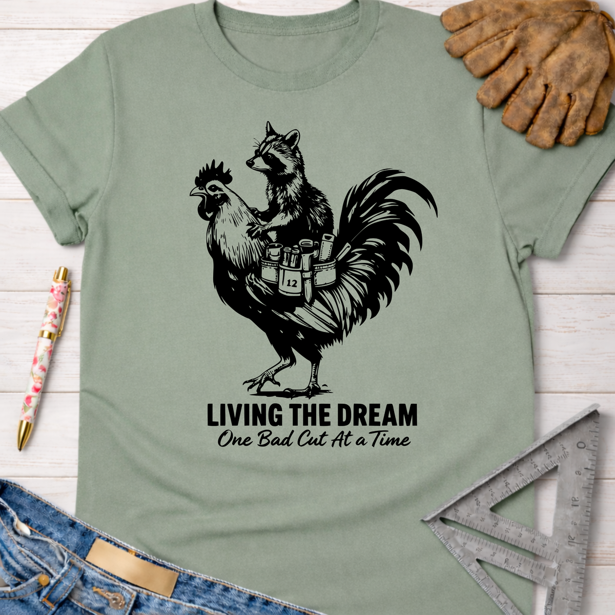 Women's funny woodworking graphic tee shirt for female woodworkers, makers, and DIY builders — Sawdust & Ponytails.