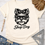 Women's funny woodworking graphic tee shirt for female woodworkers, makers, and DIY builders — Sawdust & Ponytails.