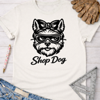 Women's funny woodworking graphic tee shirt for female woodworkers, makers, and DIY builders — Sawdust & Ponytails.