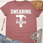 Women's funny woodworking graphic tee shirt for female woodworkers, makers, and DIY builders — Sawdust & Ponytails.