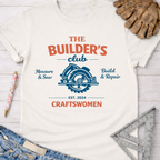 Women's funny woodworking graphic tee shirt for female woodworkers, makers, and DIY builders — Sawdust & Ponytails.