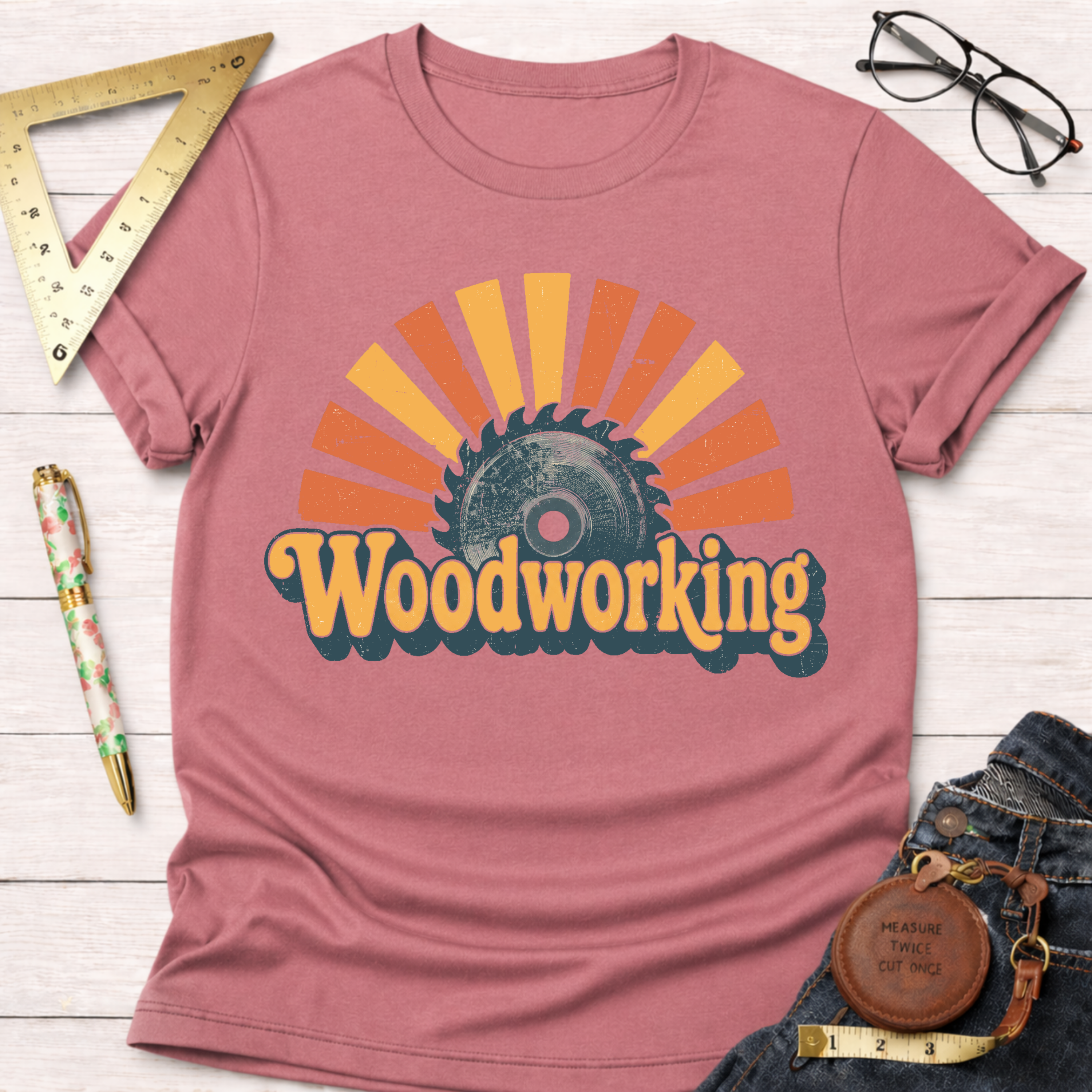 Vintage Woodworking Sunset T-Shirt