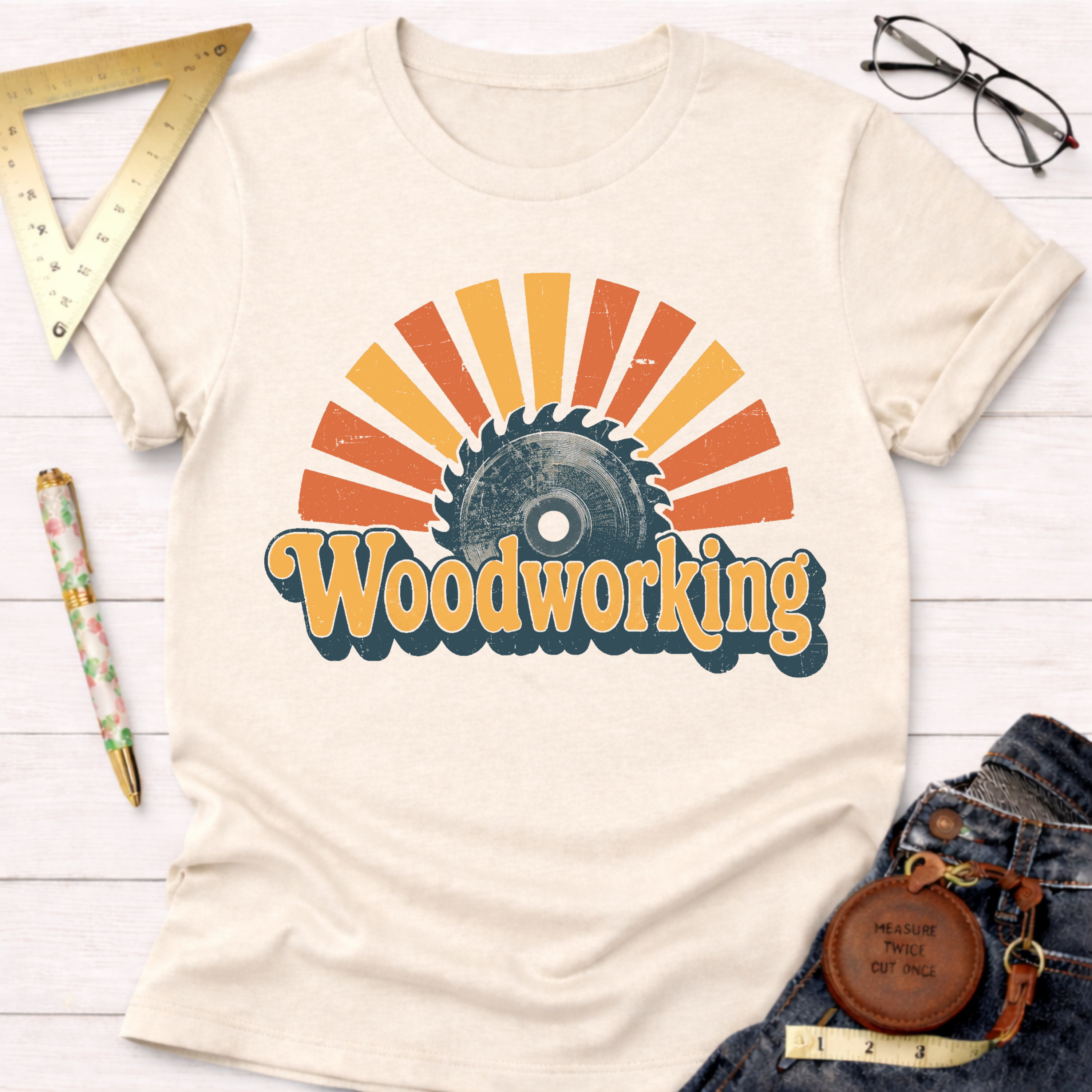 Vintage Woodworking Sunset T-Shirt