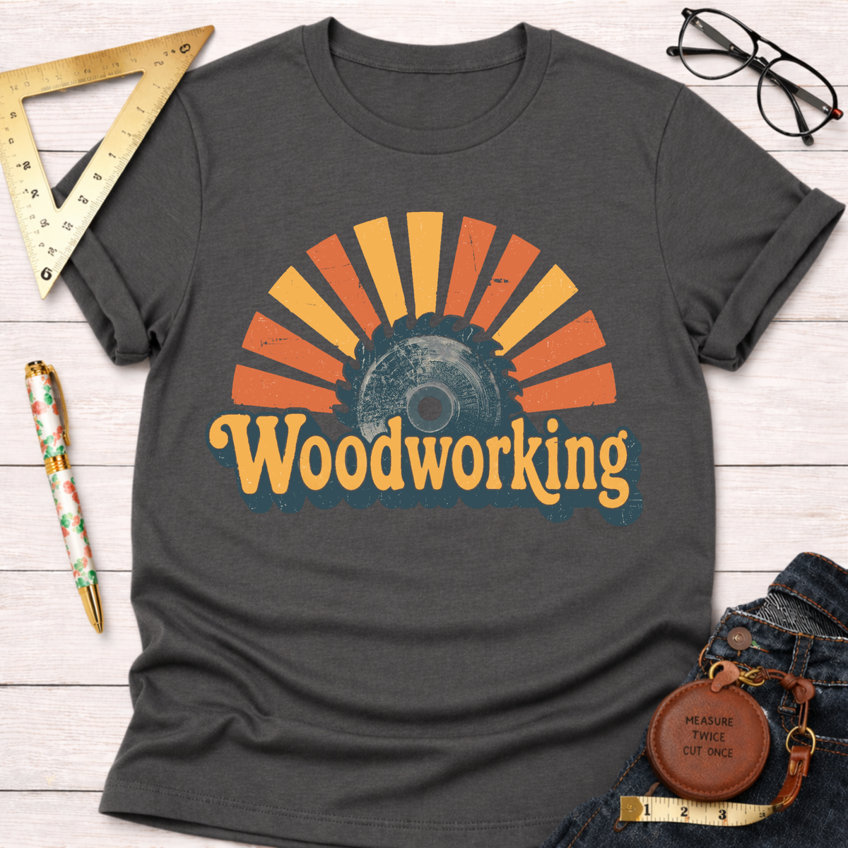 Vintage Woodworking Sunset T-Shirt