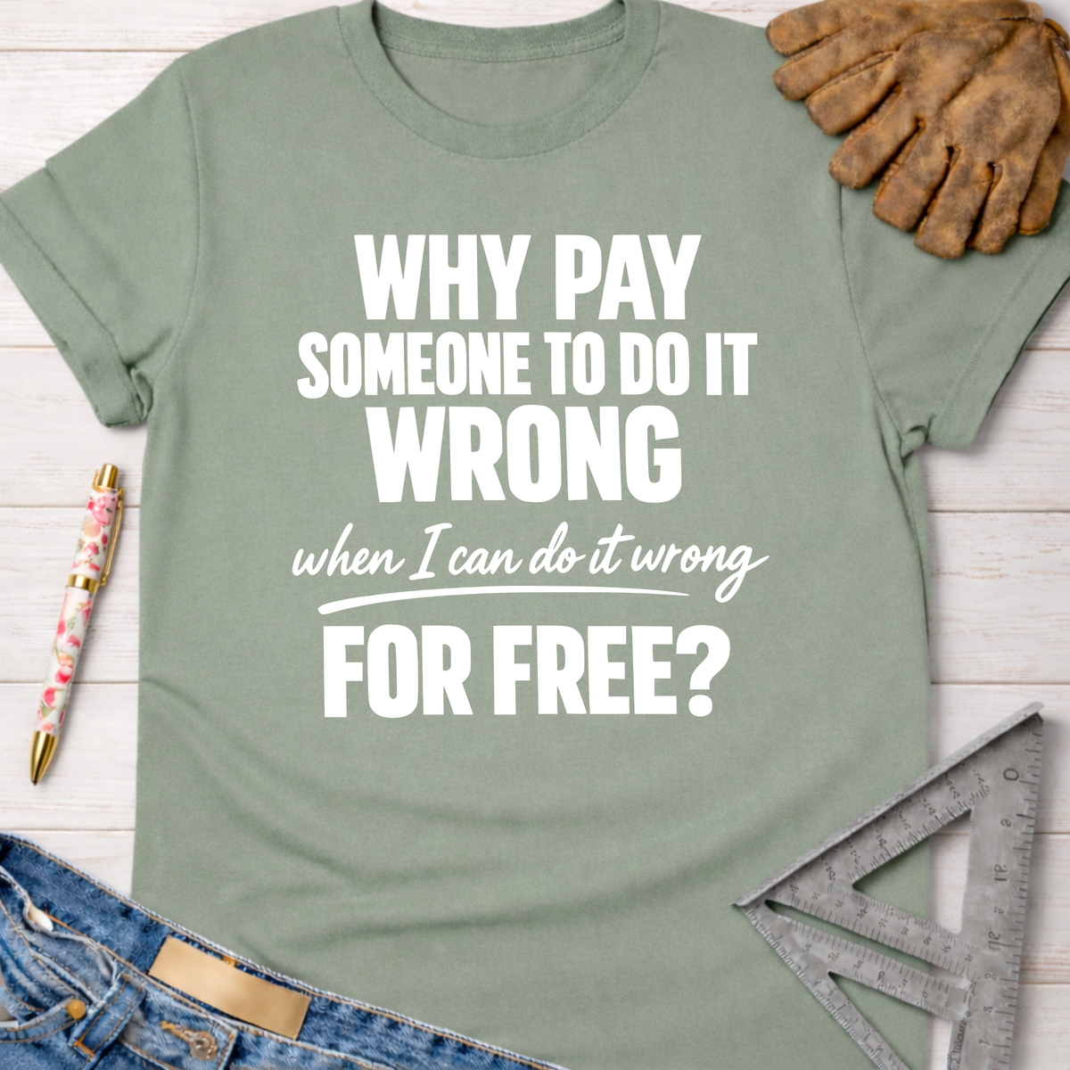 Women's funny woodworking graphic tee shirt for female woodworkers, makers, and DIY builders — Sawdust & Ponytails.