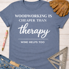 Women's funny woodworking graphic tee shirt for female woodworkers, makers, and DIY builders — Sawdust & Ponytails.