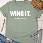 Women's funny woodworking graphic tee shirt for female woodworkers, makers, and DIY builders — Sawdust & Ponytails.